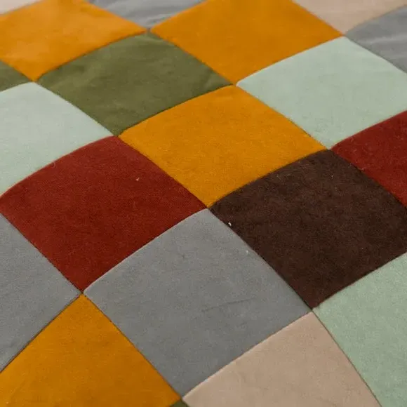 Cube Pouffe with Patchwork Design - Multicolor