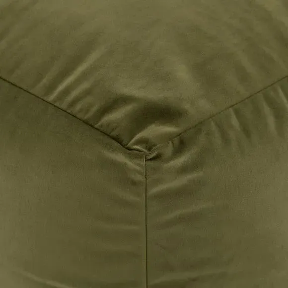 Cube Pouffe with Polybead Fill - Olive, Velvet