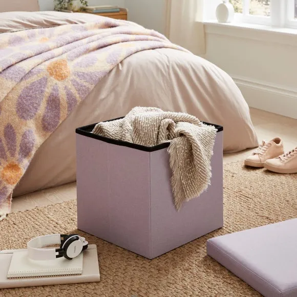 Cube Storage Ottoman - Lilac, Faux Linen