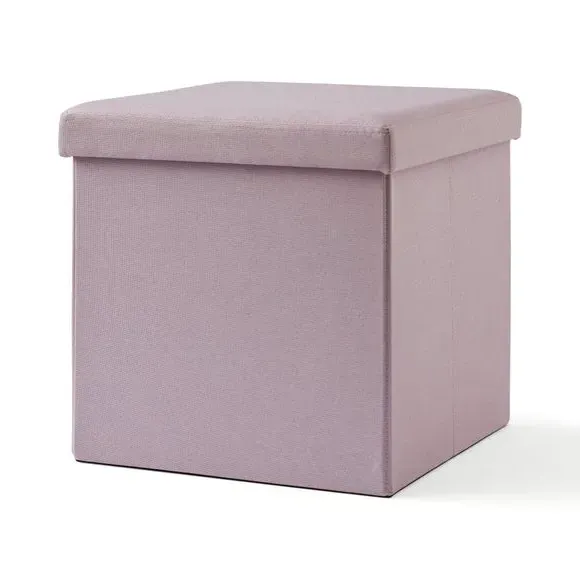 Cube Storage Ottoman - Lilac, Faux Linen