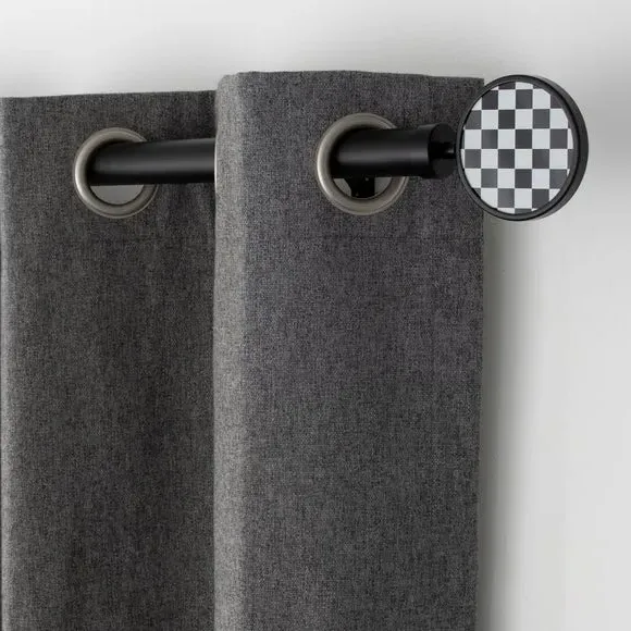 Curtain Finial Pair - Black/White, Checkerboard image