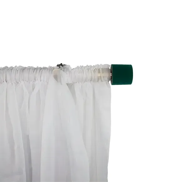 Curtain Finial Pair - Green, Velour
