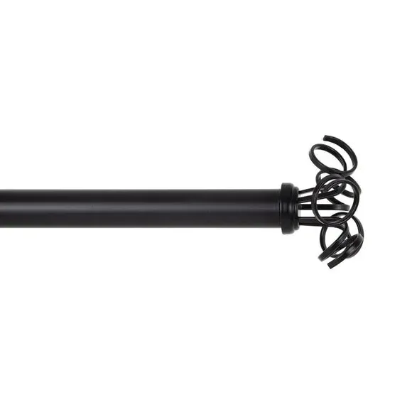 Curtain Finial Pair with Swirl Design - Black