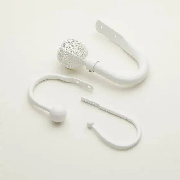 Curtain Holdbacks - White, Matte Metal