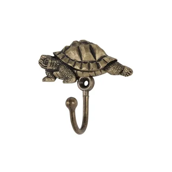Curtain Hooks with Tortoise Design - Antique Brass