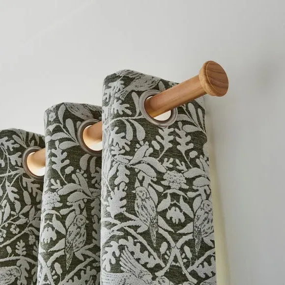 Curtain Pole Kit with Stud Finials - Light Oak