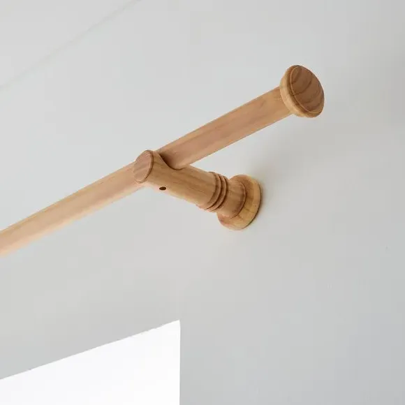Curtain Pole Kit with Stud Finials - Light Oak image