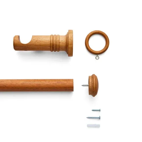 Curtain Pole Kit with Stud Finials - Walnut