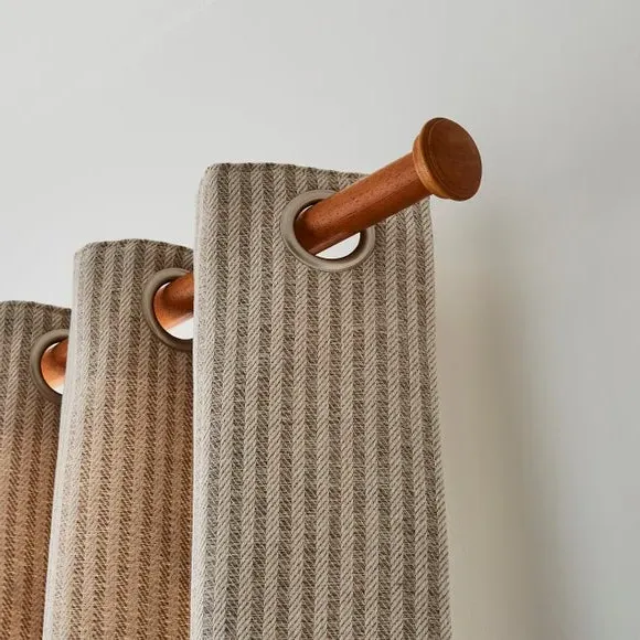 Curtain Pole Kit with Stud Finials - Walnut