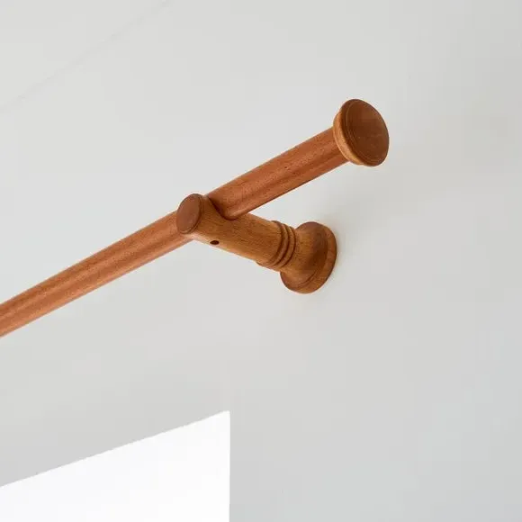 Curtain Pole Kit with Stud Finials - Walnut