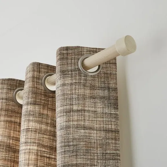 Curtain Pole with Stud Finial - Grey Oak, Wood