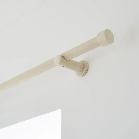 Curtain Pole with Stud Finial - Grey Oak, Wood