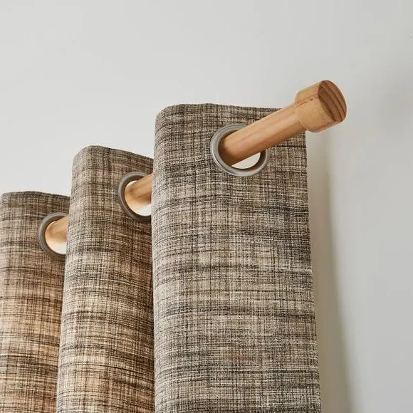 Curtain Pole with Stud Finial - Light Oak, Wood