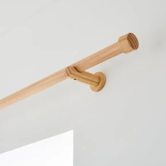 Curtain Pole with Stud Finial - Light Oak, Wood