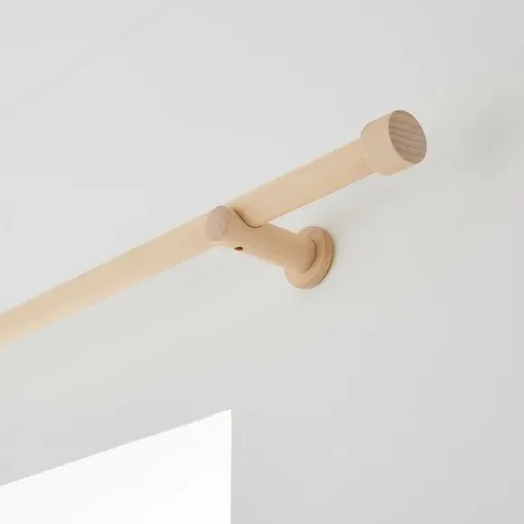 Curtain Pole with Stud Finial - Whitewash, Wood