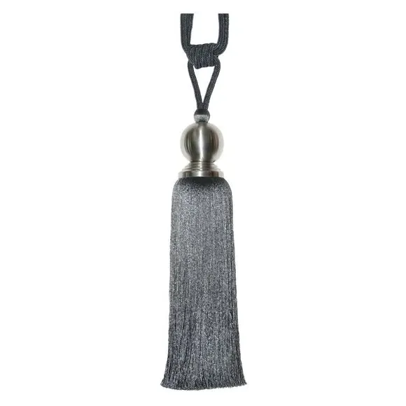 Curtain Tieback Art Deco Style - Charcoal, Metal image