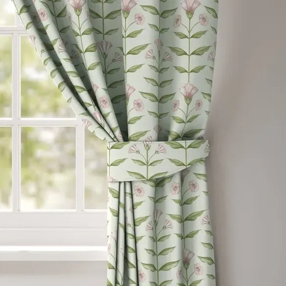 Curtain Tieback Botanical Design - Sage, Cotton