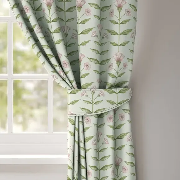Curtain Tieback Botanical Design - Sage, Cotton