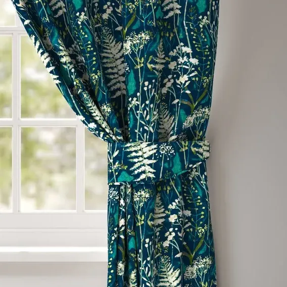 Curtain Tieback Botanical Print - Peacock, Cotton