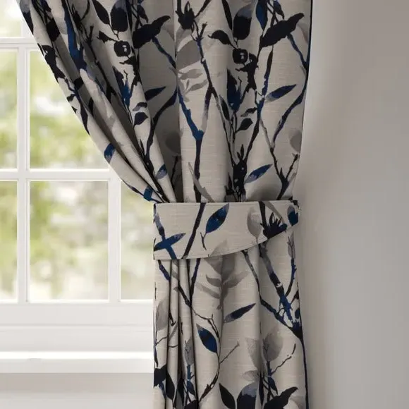 Curtain Tieback Branch Design - Navy, Fabric image