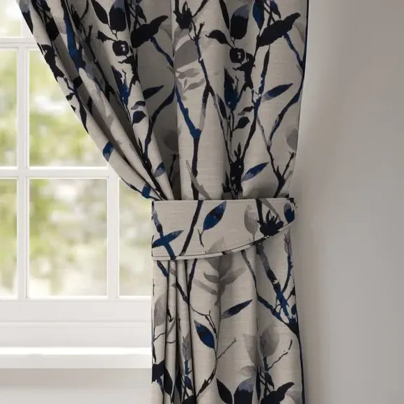 Curtain Tieback Branch Design - Navy, Fabric