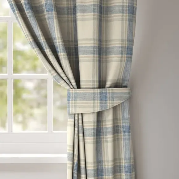 Curtain Tieback Check Design - Duck Egg image