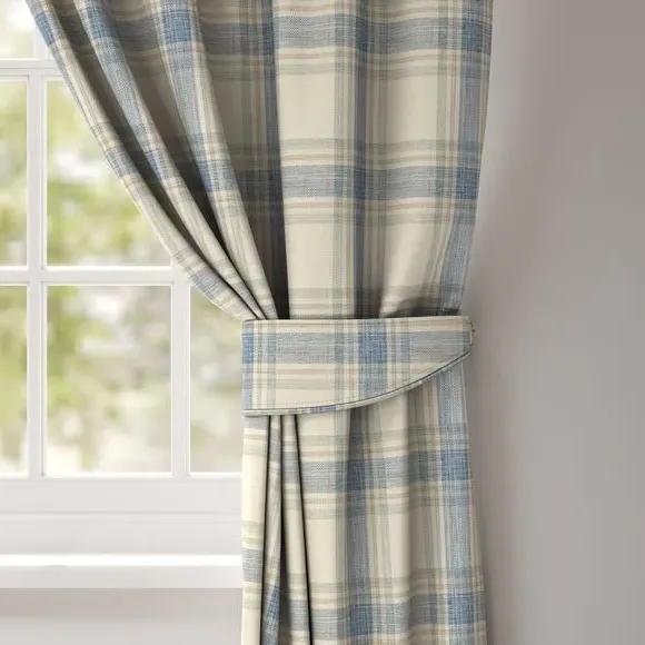 Curtain Tieback Check Design - Duck Egg