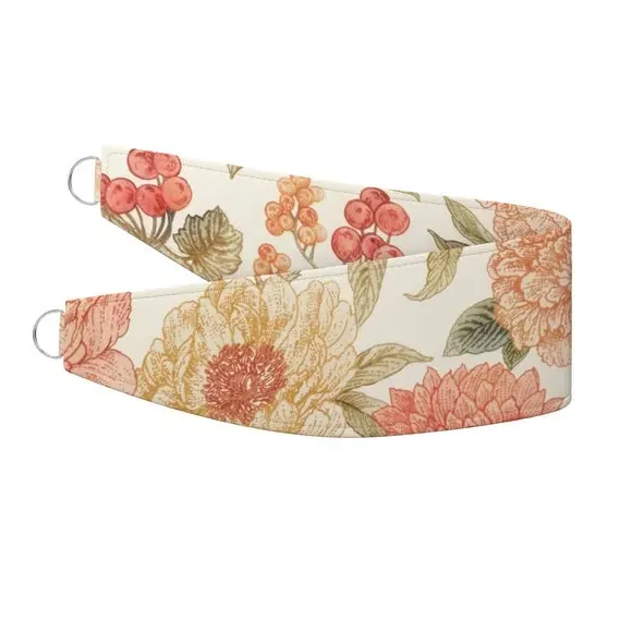 Curtain Tieback Floral Design - Burnt Sienna, Cotton
