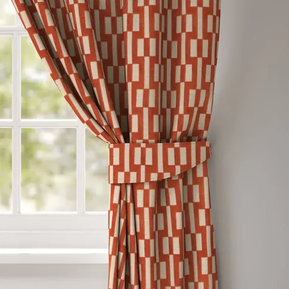 Curtain Tieback Geometric - Terracotta, Polycotton image