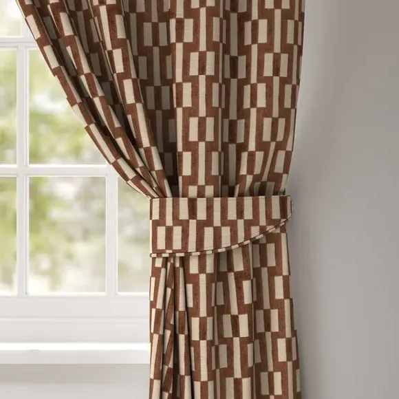 Curtain Tieback Geometric - Truffle, Polycotton