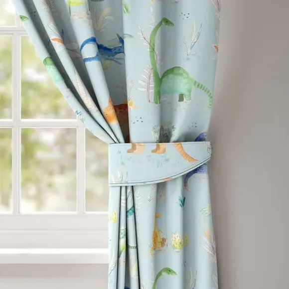 Curtain Tieback Jurassic Print - Blue, Cotton