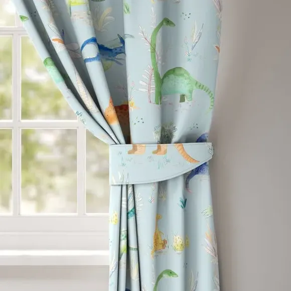 Curtain Tieback Jurassic Print - Blue, Cotton image