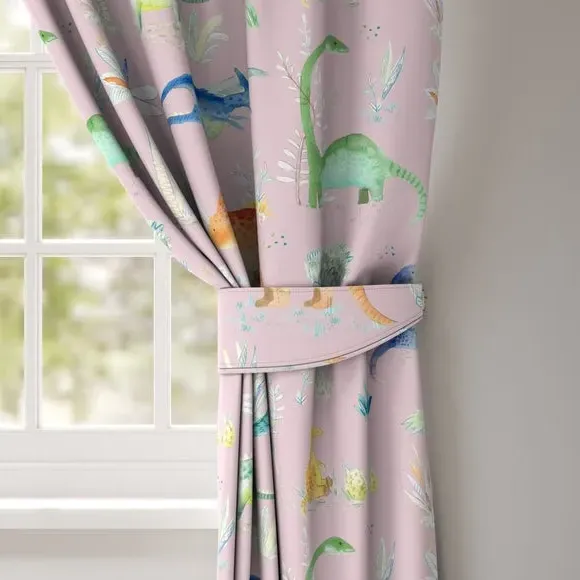 Curtain Tieback Jurassic Print - Pink, Cotton