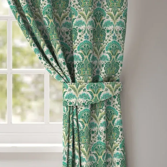 Curtain Tieback Traditional Print - Green, Cotton image