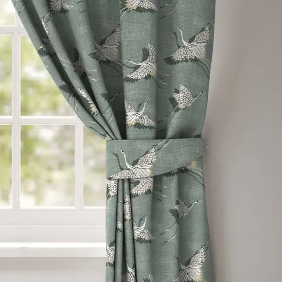Curtain Tieback with Bird Design - Olive image