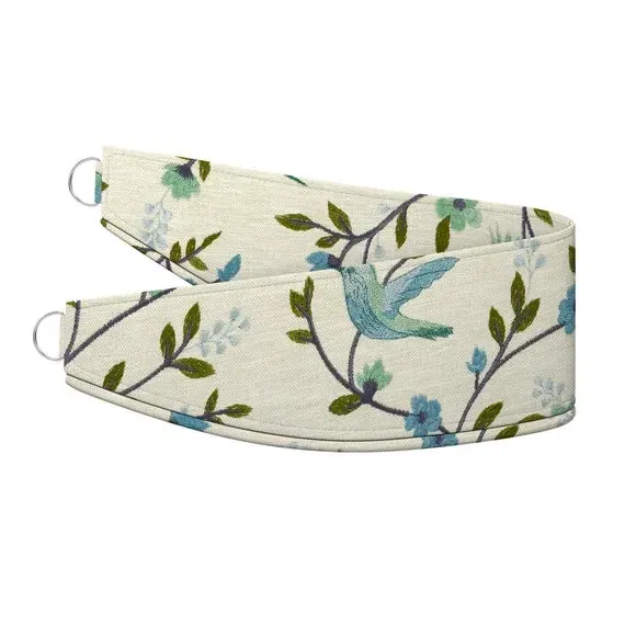 Curtain Tieback with Birds & Floral - Indigo