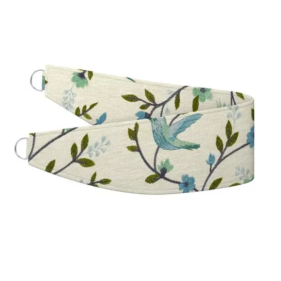 Curtain Tieback with Birds & Floral - Indigo