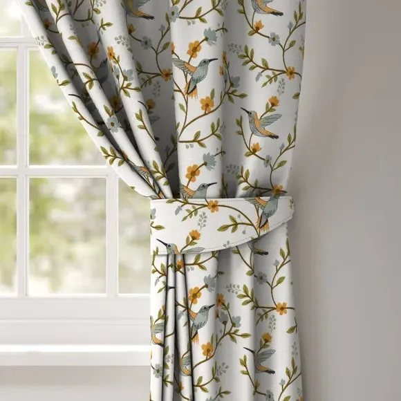 Curtain Tieback with Birds & Floral - Orange