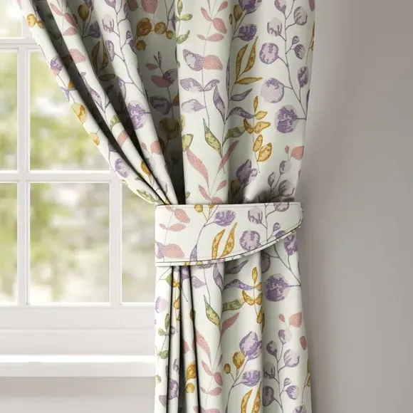 Curtain Tieback with Botanical Design - Amethyst