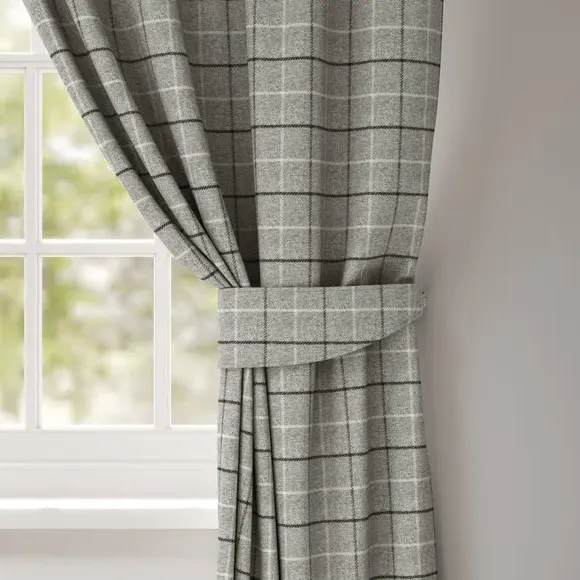Curtain Tieback with Check Design - Grey image