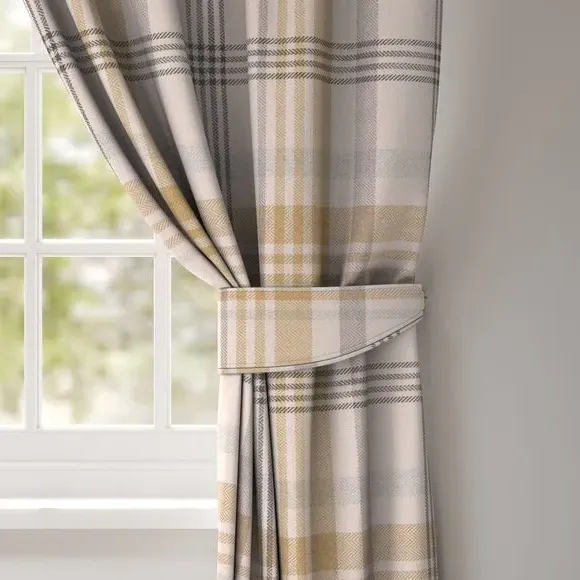 Curtain Tieback with Check Design - Ochre