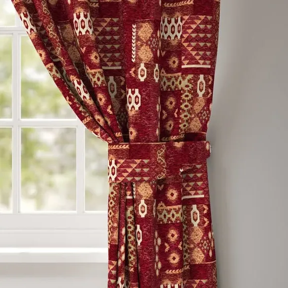 Curtain Tieback with Check Design - Rosso