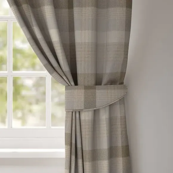 Curtain Tieback with Check Pattern - Cloud