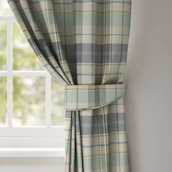Curtain Tieback with Check Pattern - Seafoam image