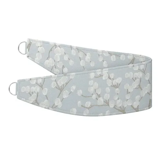 Curtain Tieback with Chrome Ring - Blue, Jacquard