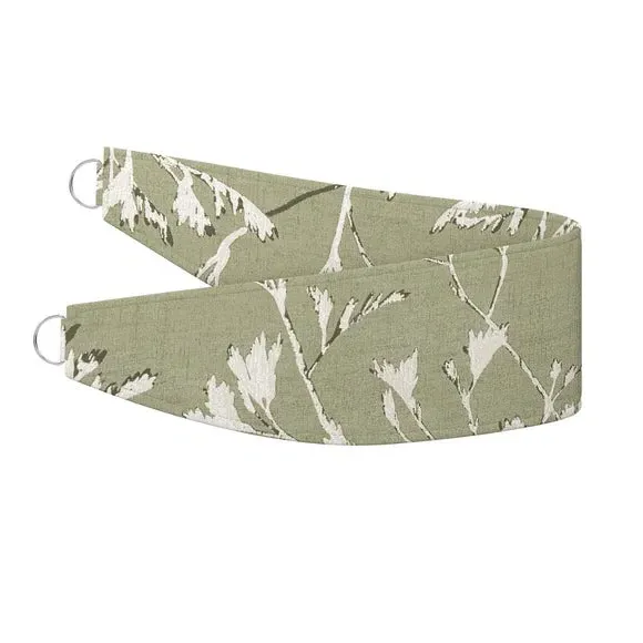 Curtain Tieback with Chrome Ring - Sage, Jacquard
