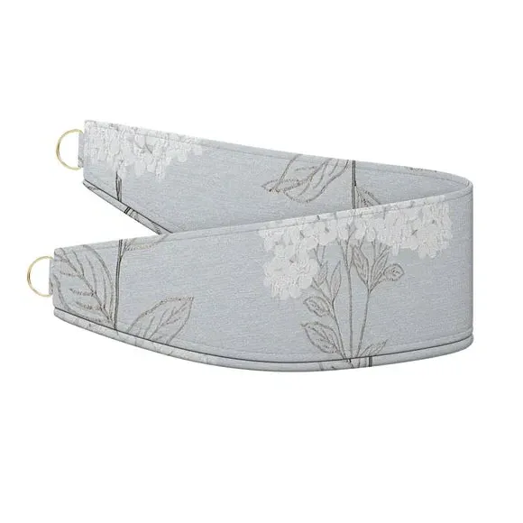 Curtain Tieback with Chrome Rings - Blue, Faux Silk