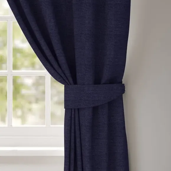 Curtain Tieback with Chrome Rings - Indigo, Polyester