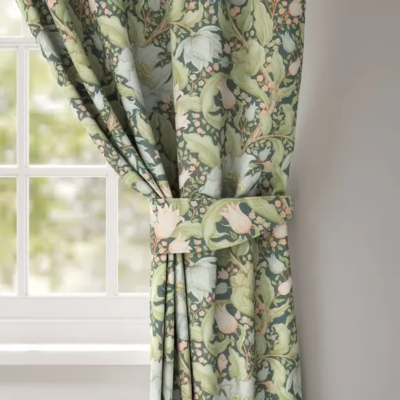 Curtain Tieback with Chrome Rings - Jade, Fabric image