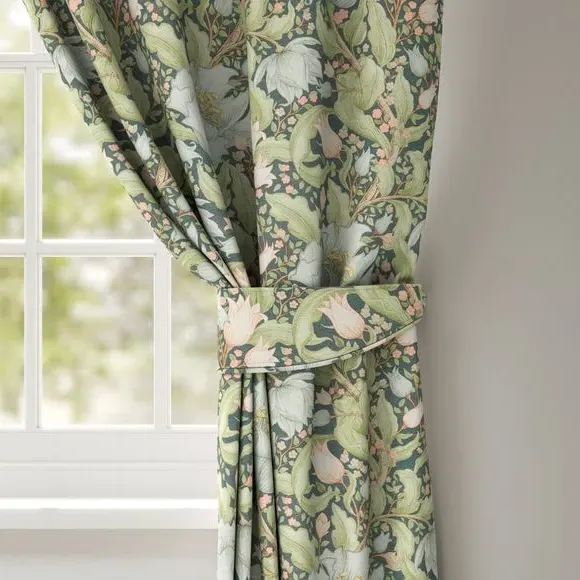 Curtain Tieback with Chrome Rings - Jade, Fabric